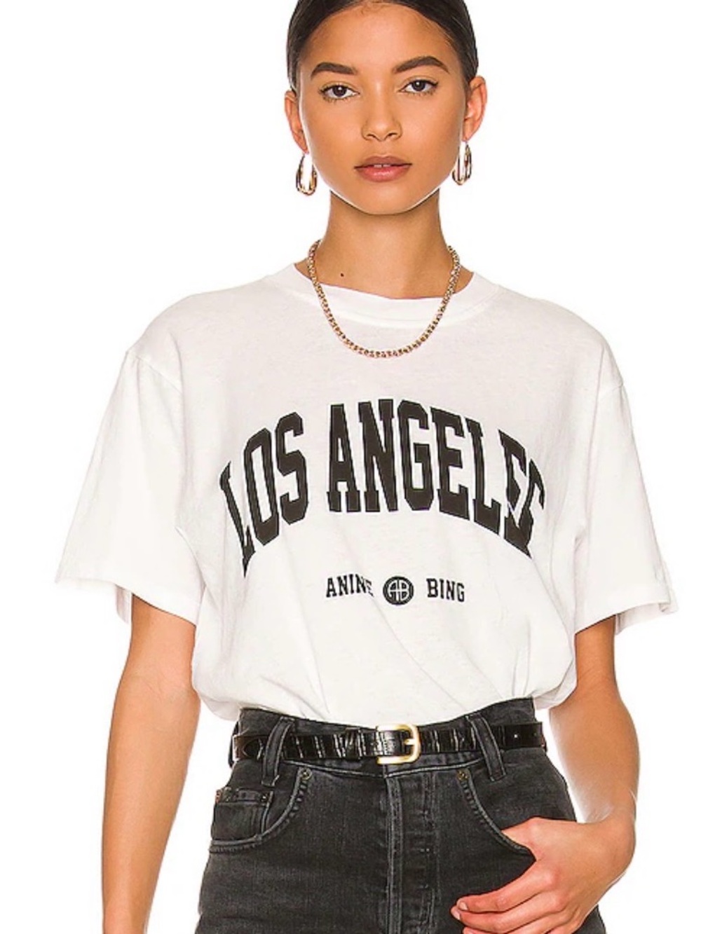Anine Bing White 'Los Angeles' Organic Cotton Graphic Tee Size Medium